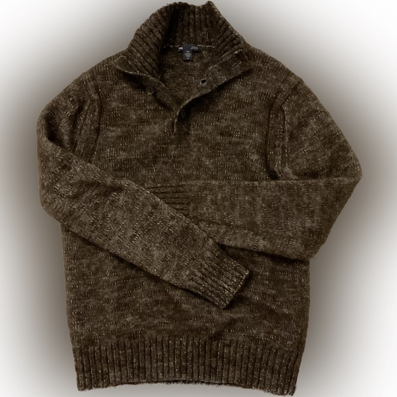 GAP Other - Gap Sweater Brown Wool Alpaca Mock Neck Pullover Sweater Button Collar Size M